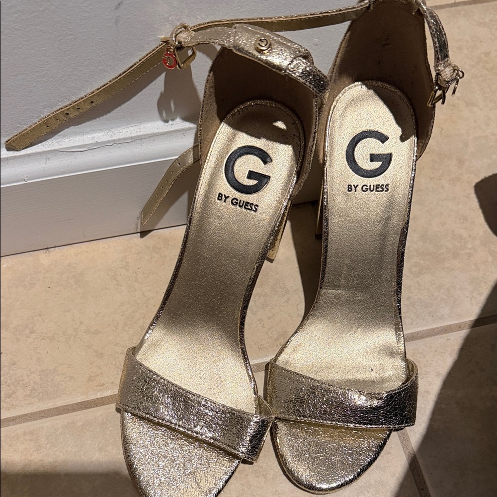 G by Guess Shimmering Gold Heels